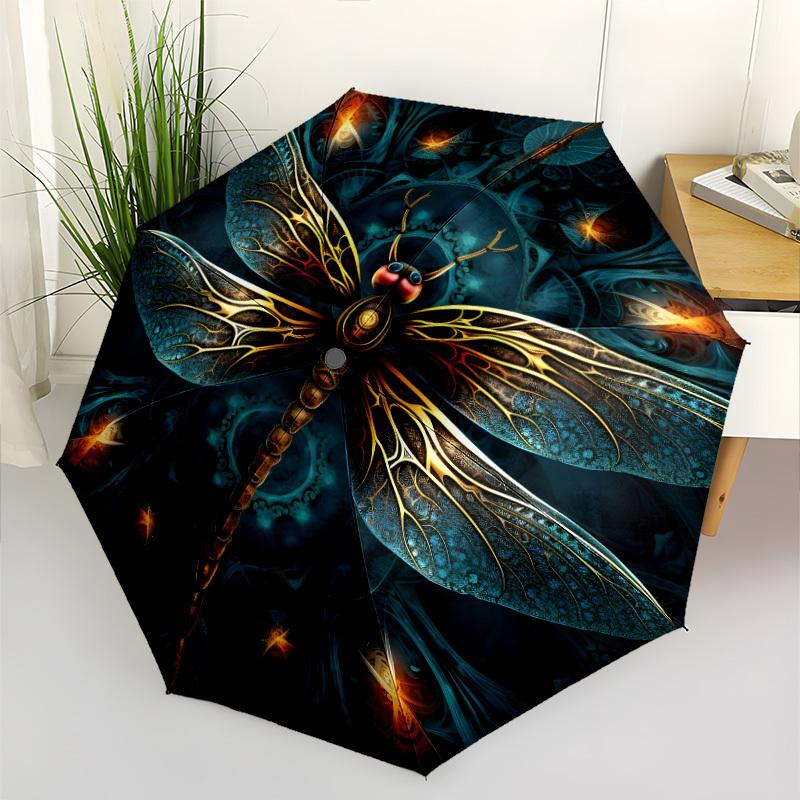 

8-Rib Dragonfly Folding Umbrella | Automatic Opening, Durable Iron Frame, Fashionable Pongee Cloth, Suitable for All Seasons O Iron&8K