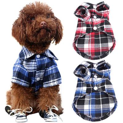 Sevimli Evcil Köpek Yavrusu Ekose Gömlek Ceket Elbise T-Shirt Üst Giyim Boyutu XS SML