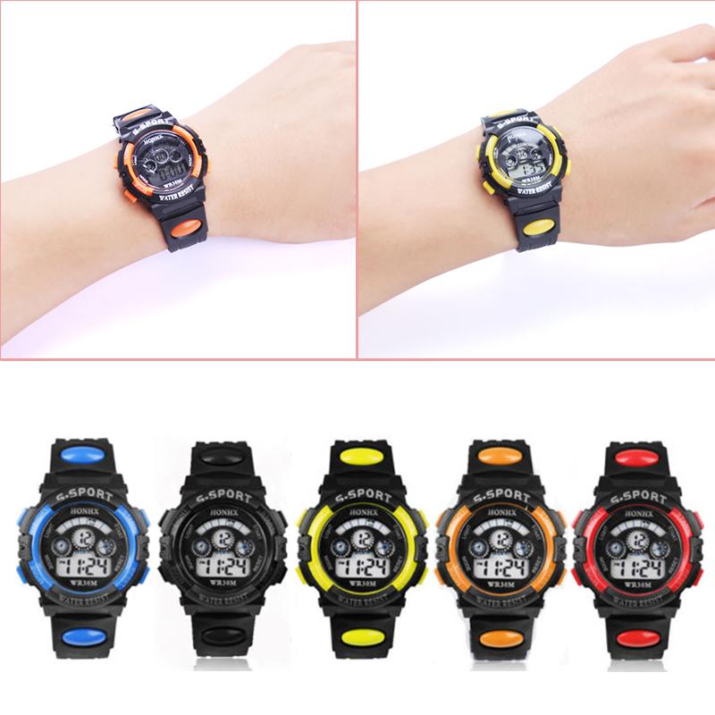 Waterproof Kids Boys Sports Multifunction Electronic LED Alarm Date Wrist Watch