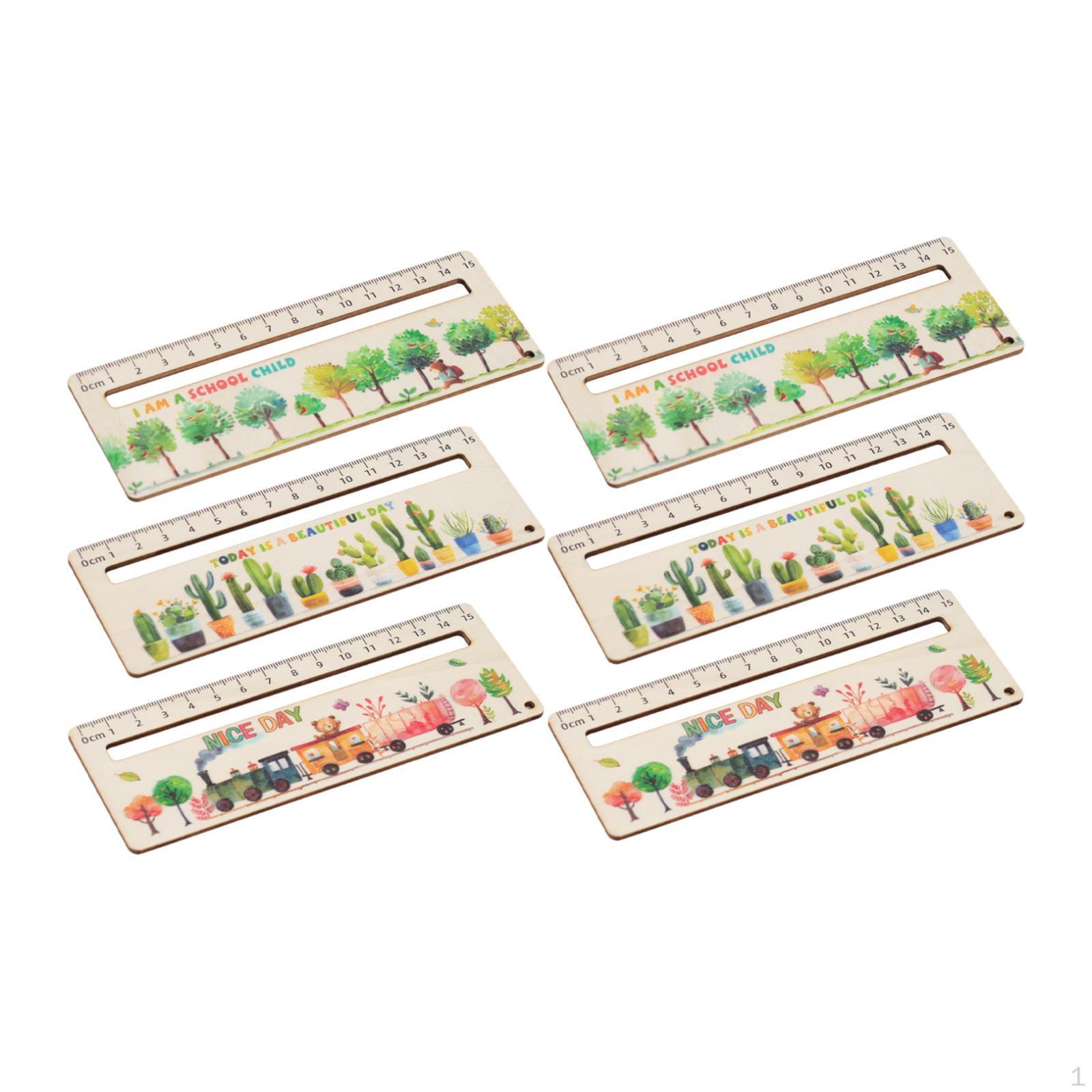 

6 штук Линейка для журнала Измерительная Деревянная Милая Мультяшная 17 см Студенческая Образовательная Сантиметр зелёный