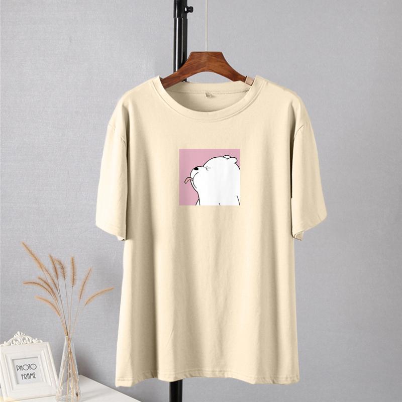 Shellsuning Oversized Cute Printed T Shirts for Women Summer New Basic Couple Clothes Fashion Casual Loose Vintage Cotton Tshirts Female Harajuku Tops