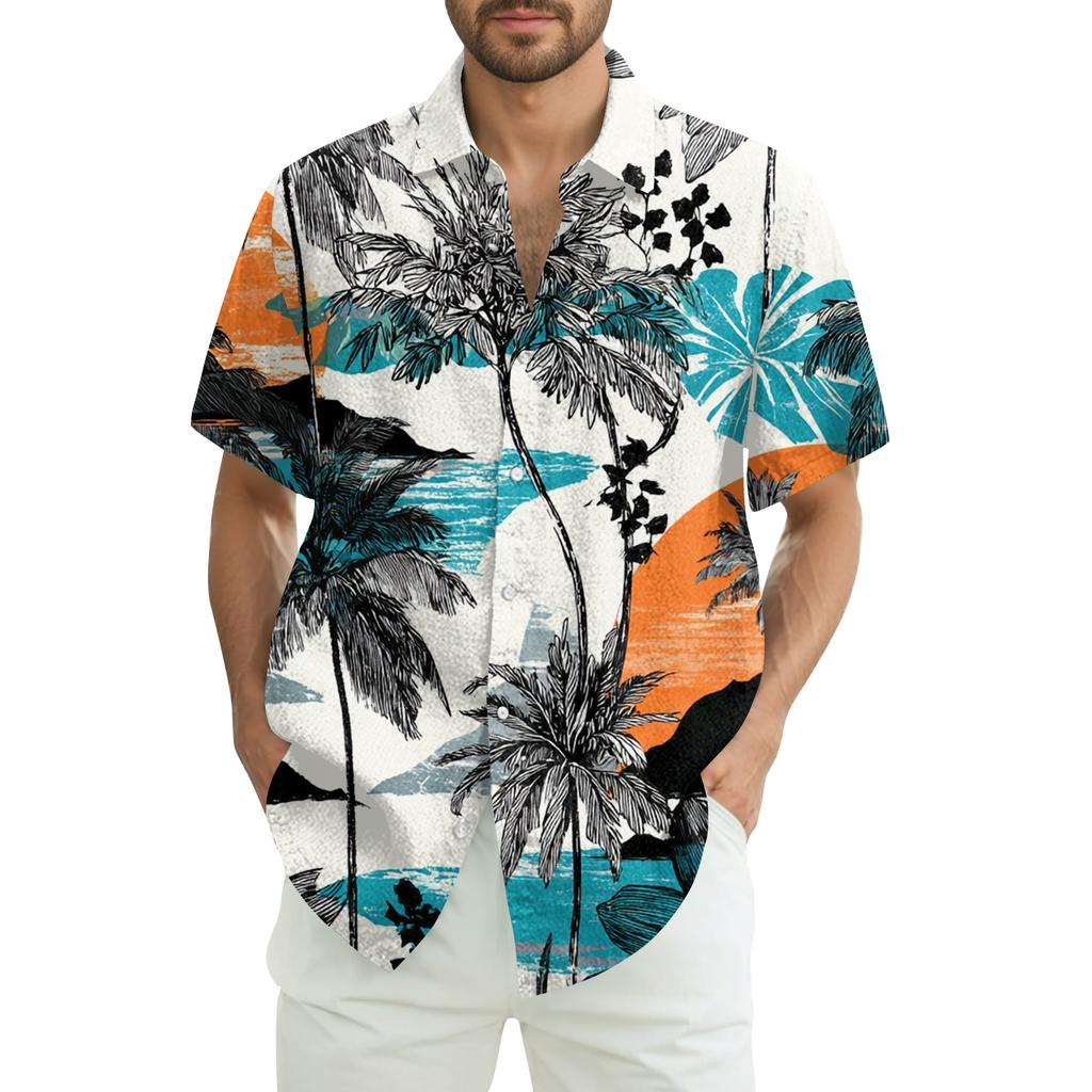 Herrskjorta med tryck, kortärmad design