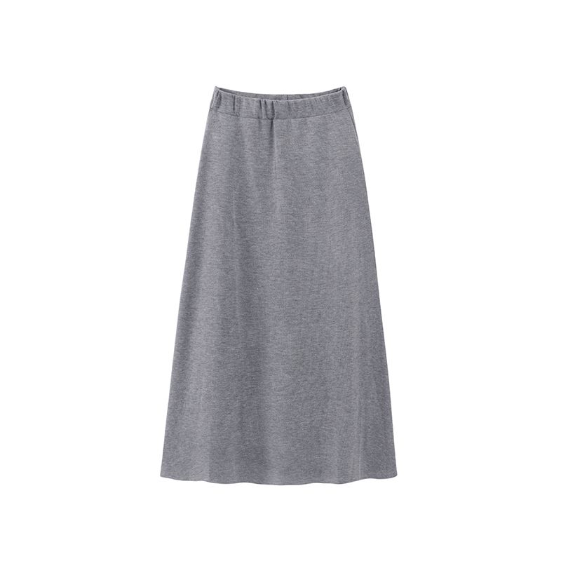 

Драпирующаяся женская серая вязаная миди-юбка Весна Осень Ретро Свободная Облегающая А-силуэта One Size серый