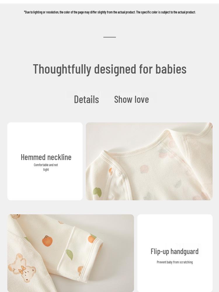 Newborn Pure Cotton Class A Shirt: Anti-Urine, Belly Protection, Size 52, Spring/Autumn