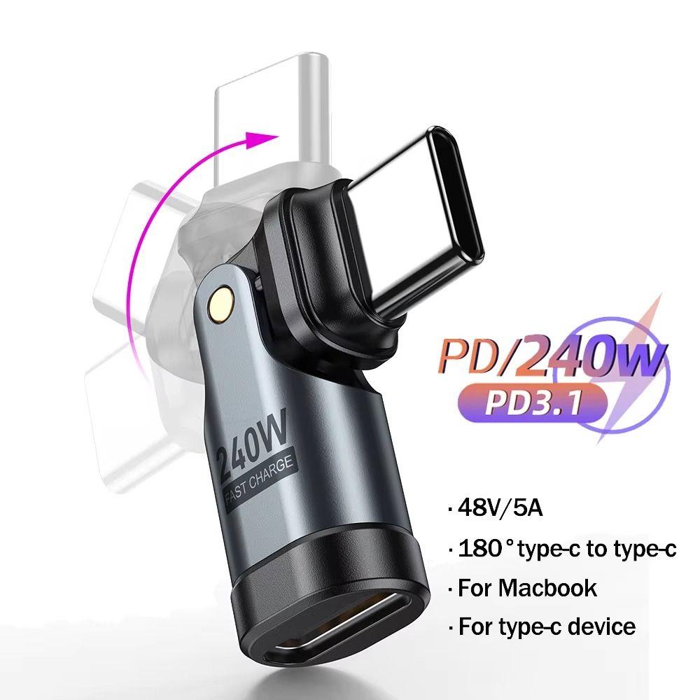 Adaptateur USB-C vers USB-C USB Type C 180 Degrés Adaptateur USB-A Femelle Convertisseur de Charge USBC Ordinateur