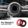 Real Soft Carbon Fiber Sticker For Mazda 3 Axela BP 2019-2025/CX-30 2020-2025/CX-50 2022-2025 Car Steering Wheel Center Trim Ujcdg07