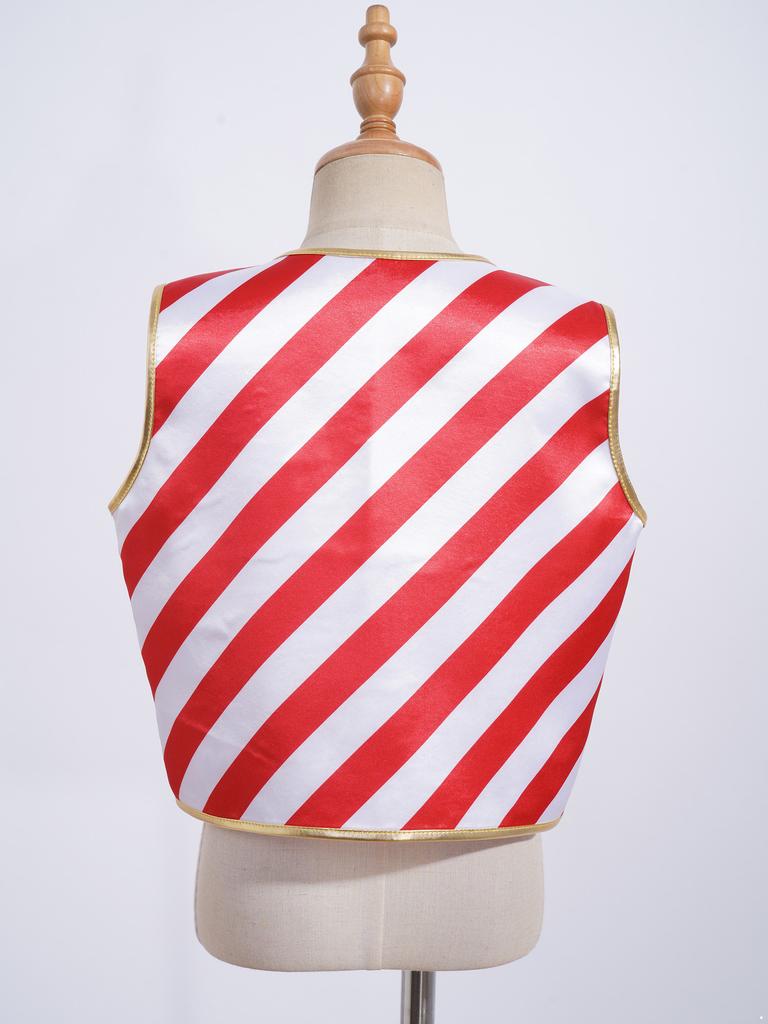 Unisex Kids Party Vest Christmas Striped Costume Waistcoat with Button Front for Performance