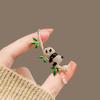 Cute Bamboo Panda Brooch for Women High-end Brooch Pin Anti-glare Clasp Accessory Versatile