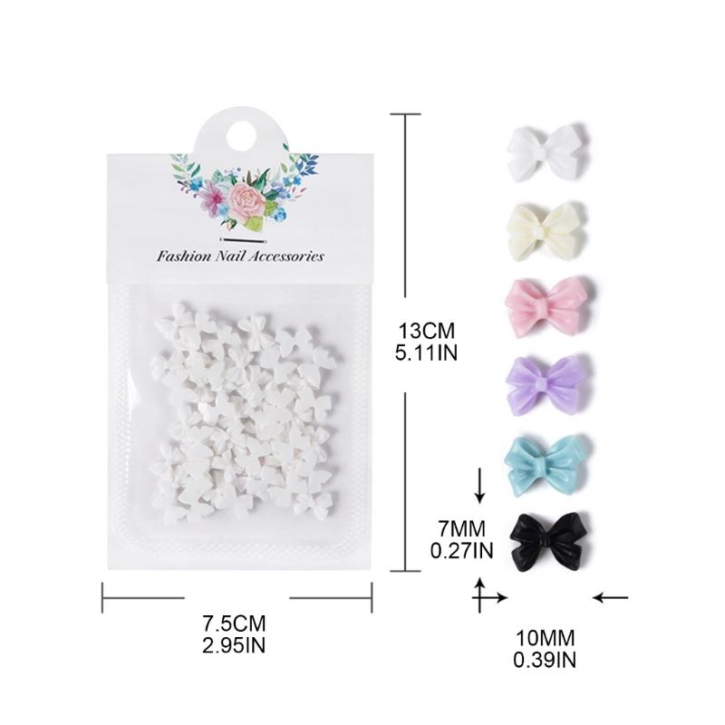 50pcs/set Bows Nail Charm Matte Bowknot Nail Charm Flatback Nail Charms Bows Nail Art Decoration DIY Bows Nails Jewelry
