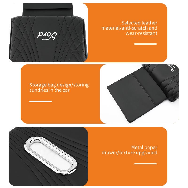 For Ford Car Multi-function Armrest Box Booster Cushion Leather Height Pad Focus Mk2 Mk3 Mk4 Fiesta Ranger Mondeo S-MAX Kuga