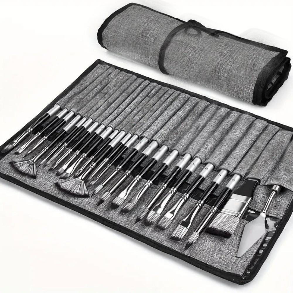 24pcs/set DIY Art Nylon Brush Set Nylon Hair Artist Paint Brushes  Watercolor Painting