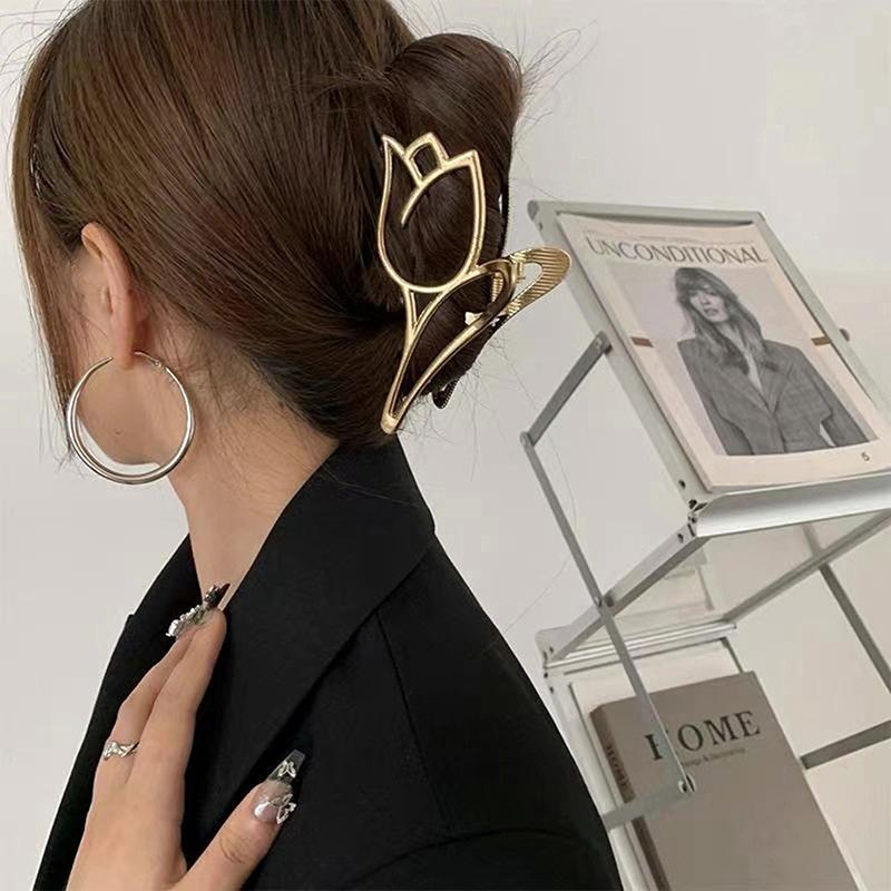 Тюльпан Зажим для волос Металлическая заколка-коготь Женская зажим-акула Заколка для волос Женский головной убор Девочка Головной убор Аксессуары для волос
