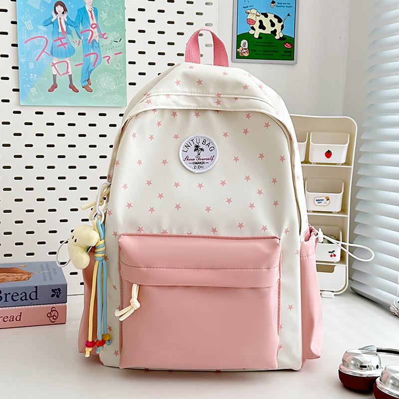 Schoolbag Japanese ins Small fresh and sweet schoolbag Fashion versatile Middle school student backpack Large capacity lightweight backpack