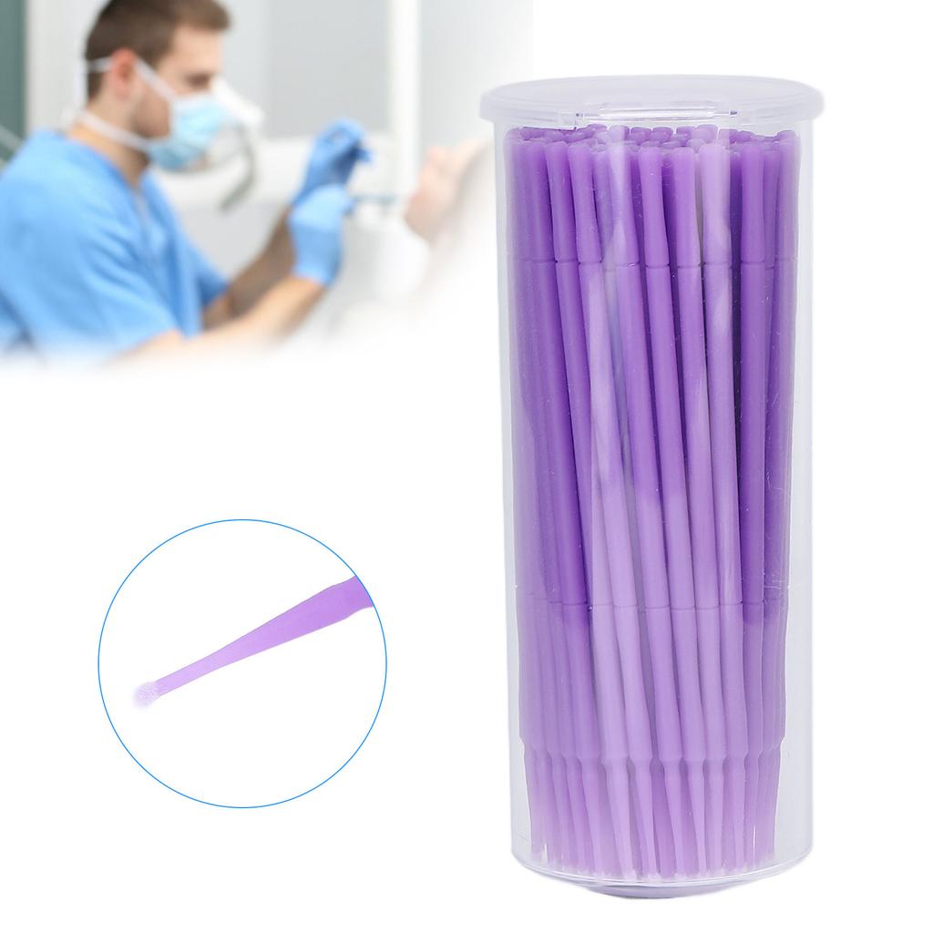 100 Stück Oraler Mikroapplikator Pinsel Lila Einwegstab Tragbar Kompaktes Dentalwerkzeug