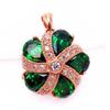 Creative Rose Golden Palace Style Luxury Green Zircon Necklace for Women Fashion Flower Shape Broccoli Pendant Zircon