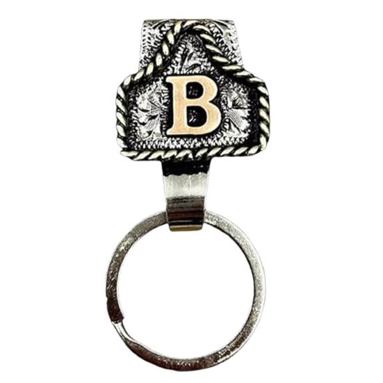 Vintage Letter Keychain Western Cowboy Style A to Z 26 Capital Letters Key Ring Metal Alphabet Key Holder Belt Bag Hanging Decoration Pendant