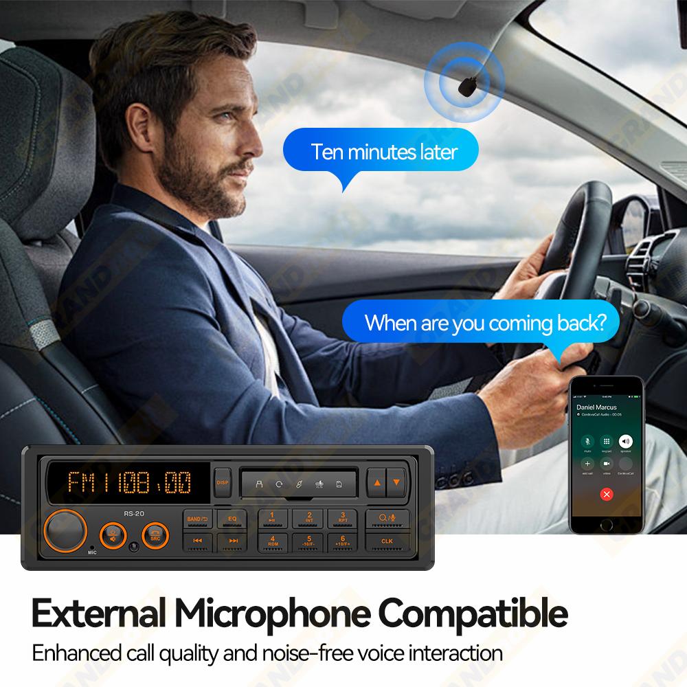 Retro MP3 Car Radio Player 1 DIN Stereo EQ FM AM RDS DAB Receiver QC3.0 Bluetooth USB AUX Input For VW Porsche Mercedes Benz BMW
