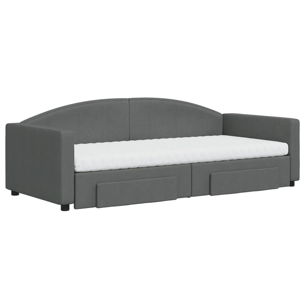 Vidaxl Sofa Rozsuwana Z Szufladami, Ciemnoszara, 90X200 Cm, Tkanina