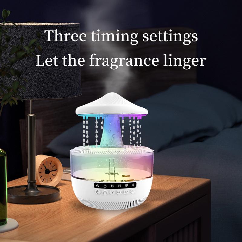 Innovative Raindrop Humidifier with Bluetooth Speaker & Seven-Color Mushroom Night Light