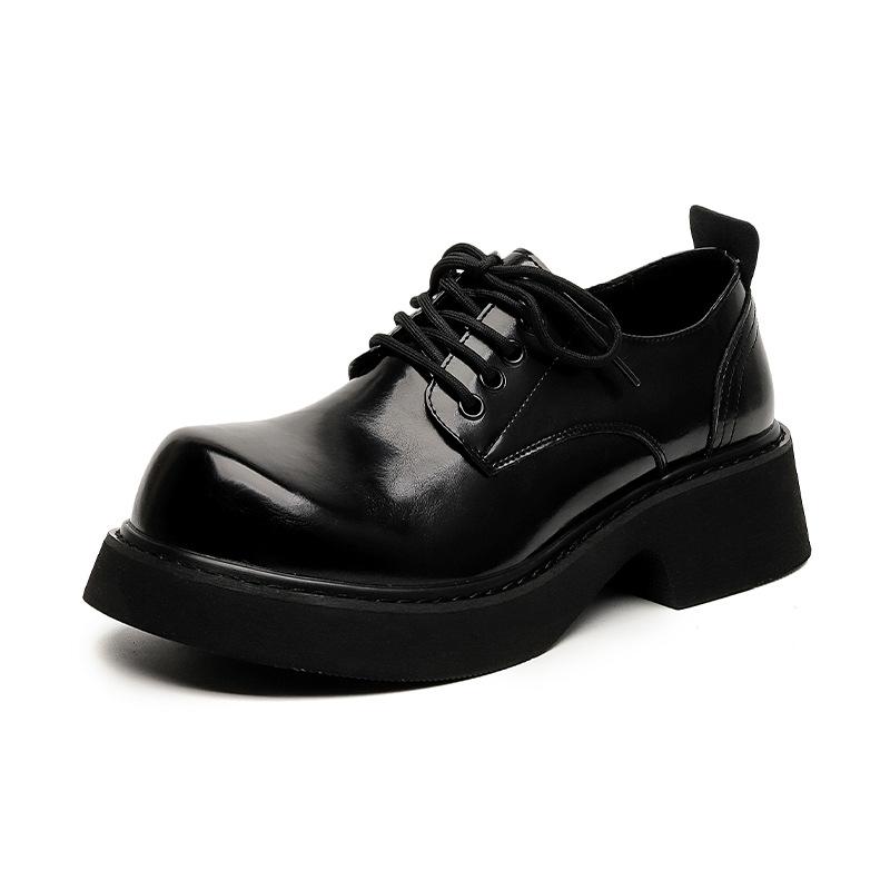 2024 spring black original black sole big head leather shoes men's niche casual British style heightened derby shoes 3209-R