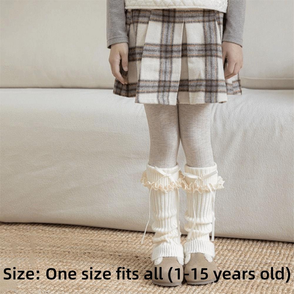 Bow Decor Leg Warmers Lace Trim Kids Leg Sleeves Casual Girls Sock Cuffs Girls Daily Wear