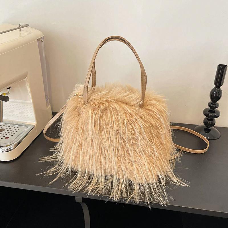 Furry Bags For Women's Fashion Women's Fur Tote Bags Y2K Handbag Versatile Designer Luxury Furry Bags Big Handbags Crossbody