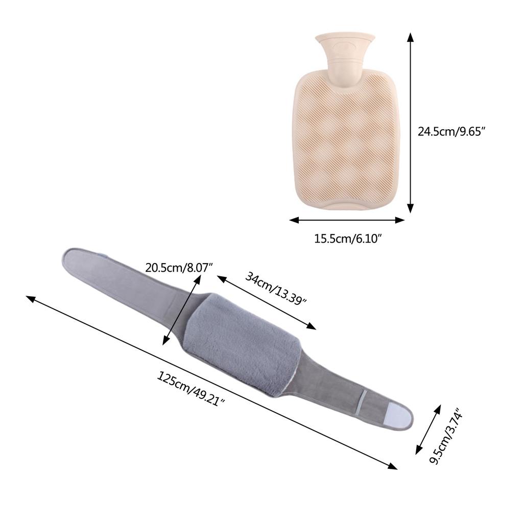 Hot Water Bottle,PVC Warm Water Bag Soft Plush Hand/Waist Cover ,Hot Water Pouch for Body Pain Relief Menstrual Crmps