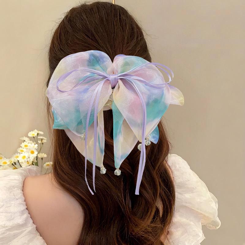 Elegant Retro Satin Bow Hair Clip for Women - Perfect for Low Ponytails and Head Ornaments