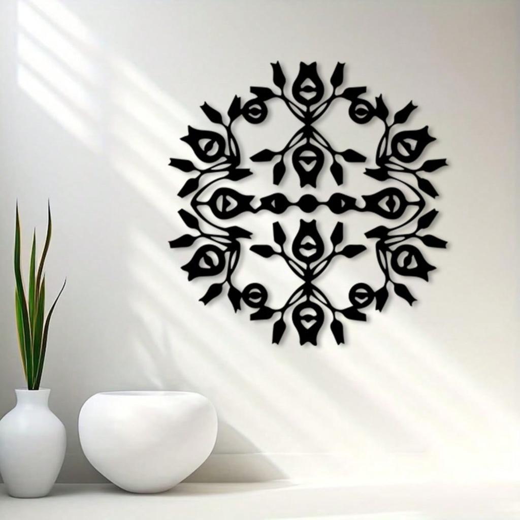 Vintage Metal Wall Art Evil Eye Mandala Black Floral Iron Decor Spiritual Protection Gift Zen Home Meditation