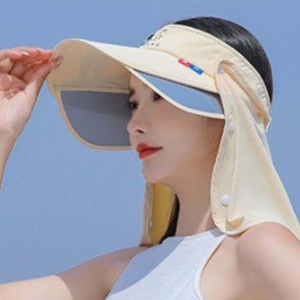 Solid Color Ice Silk Visor Cap Detachable Neck Protection Hat Top Air Cap Anti-UV Sun Visor  Spring