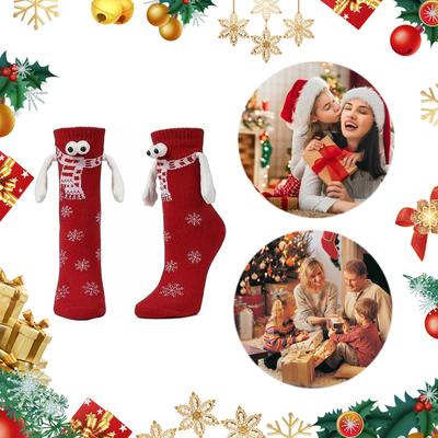 1 Pair Hand In Hand Christmas Stockings Funny Couple Matching Socks for Women & Men Teens Couples Friends