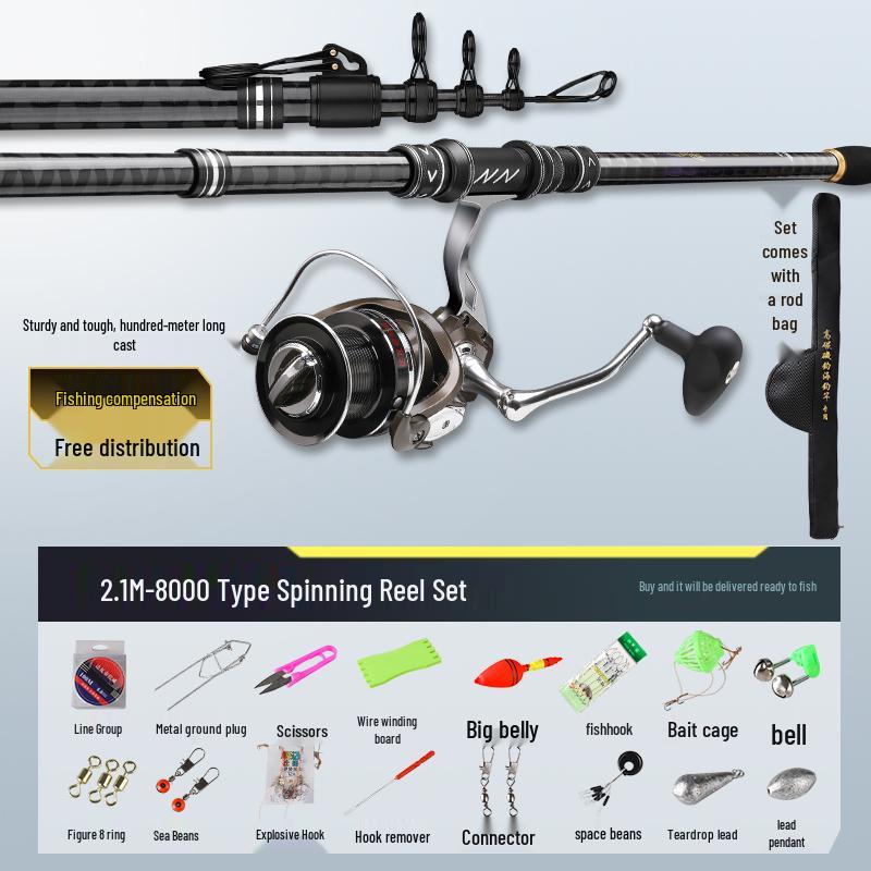 2025 High Carbon Ultra-Hard Long Cast Sea Fishing Rod & Reel Set