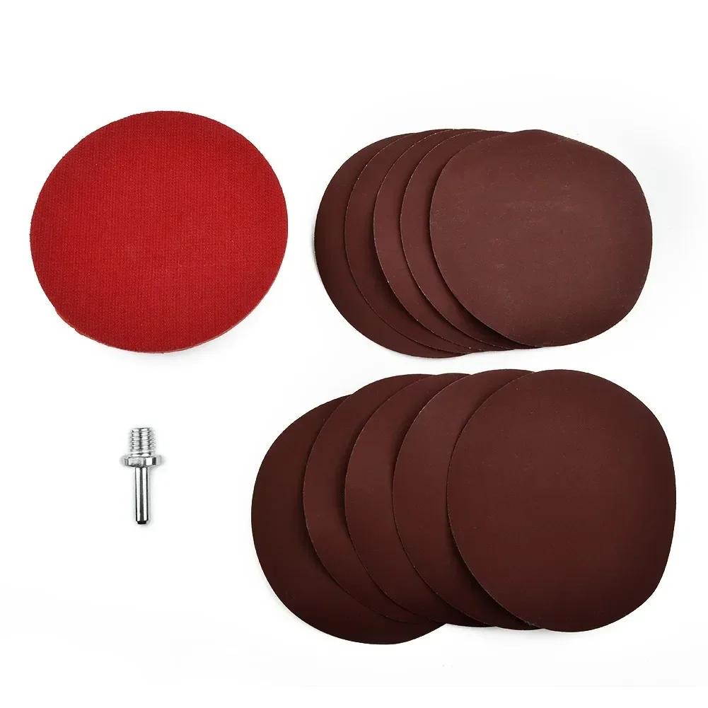 All Purpose Sanding Discs Kit for Efficient Material Sanding with 10pcs Mixed Grit Sandpapers Backing Pad & Drill Adapter