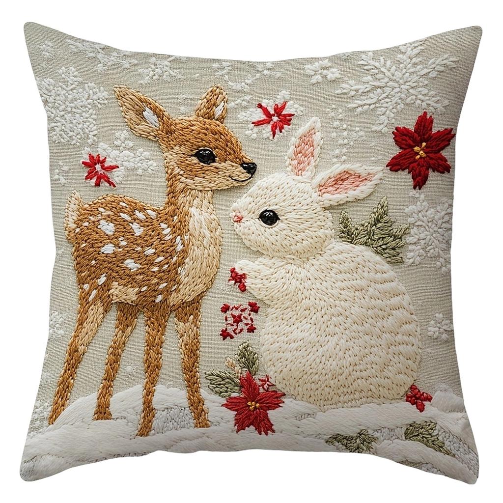 Seasonal Printed Christmas Linen Decorative Cover for Sofa Holiday Home Decor