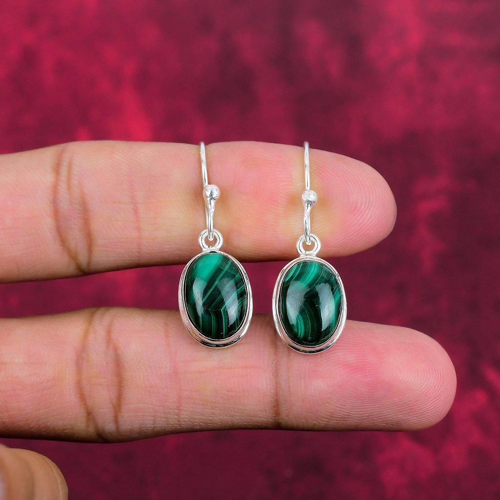 Malachite Earrings, 925 Sterling Silver Jewelry, Gift For Women Handmade  Earrings Gemstone Jewelry