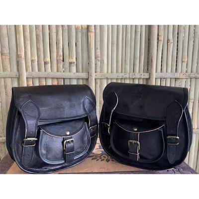 Black Leather Motorcycle Saddle Bags Saddlebag Luggage Bag Fit All Motorcycle