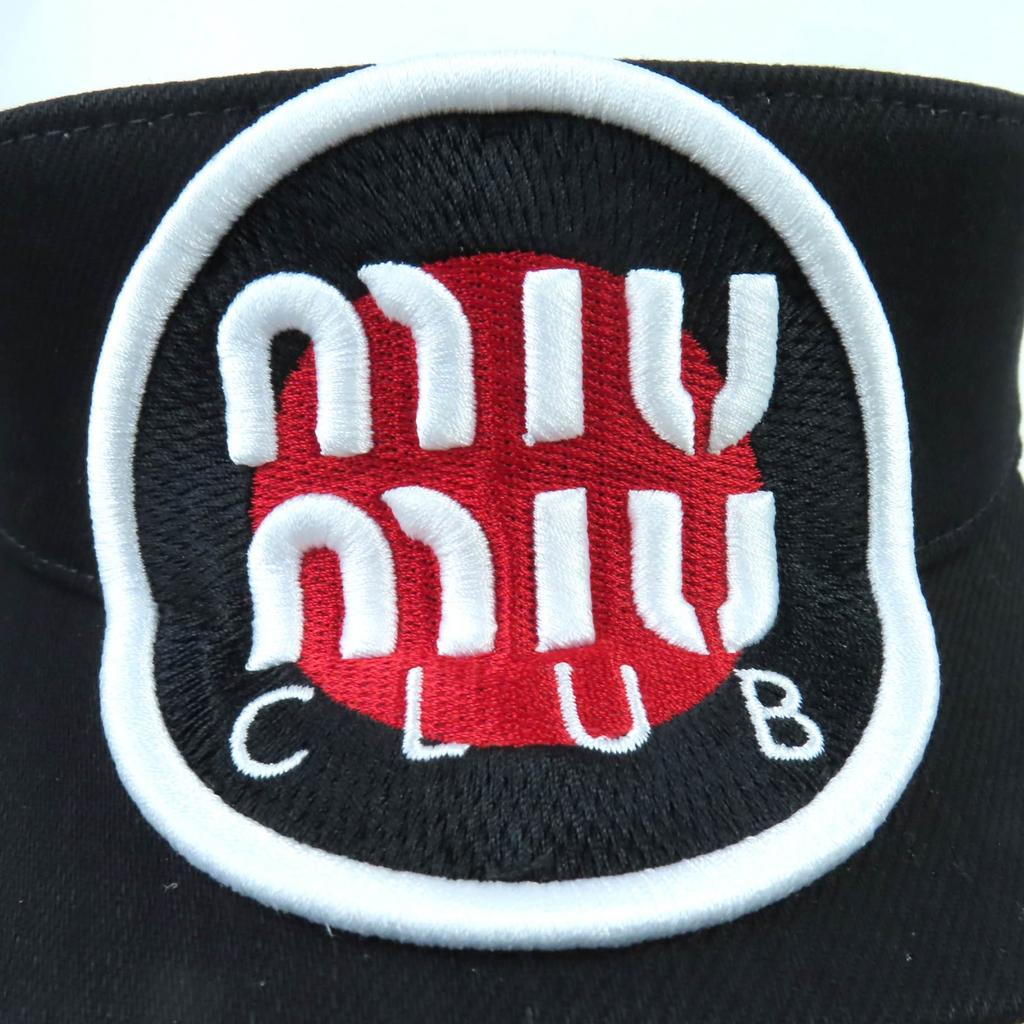 Kusursuz MIUMIU Güneşlik Logo yaması ile siyah pamuk Kadın M Kullanılmış