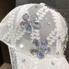 Rhinestone Flower Lace Cap Children's Fashion Breathable Outdoor Shade Sun Protection Cap Sports Cycling Baseball Cap