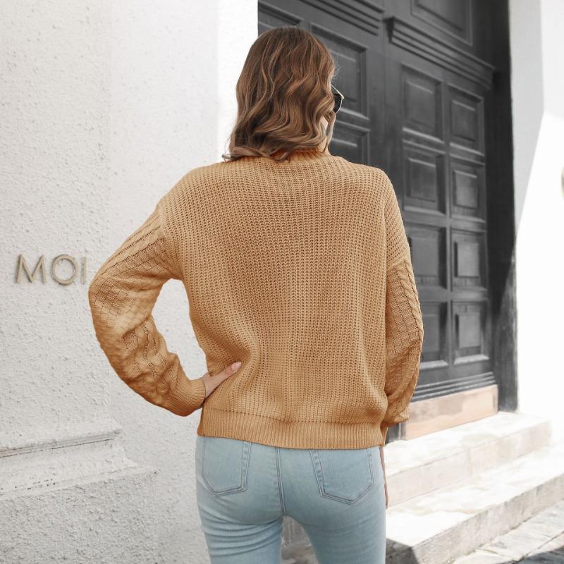 Women S Loose High Neck Long Sleeve Knit Sweater