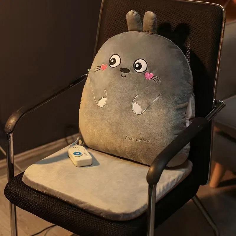 Heated Chair Cushion Plug-in Chair Cushion Thick Removable Washable Cute Cartoon Cushion Plush Chair Cushion Student Stool Cushion