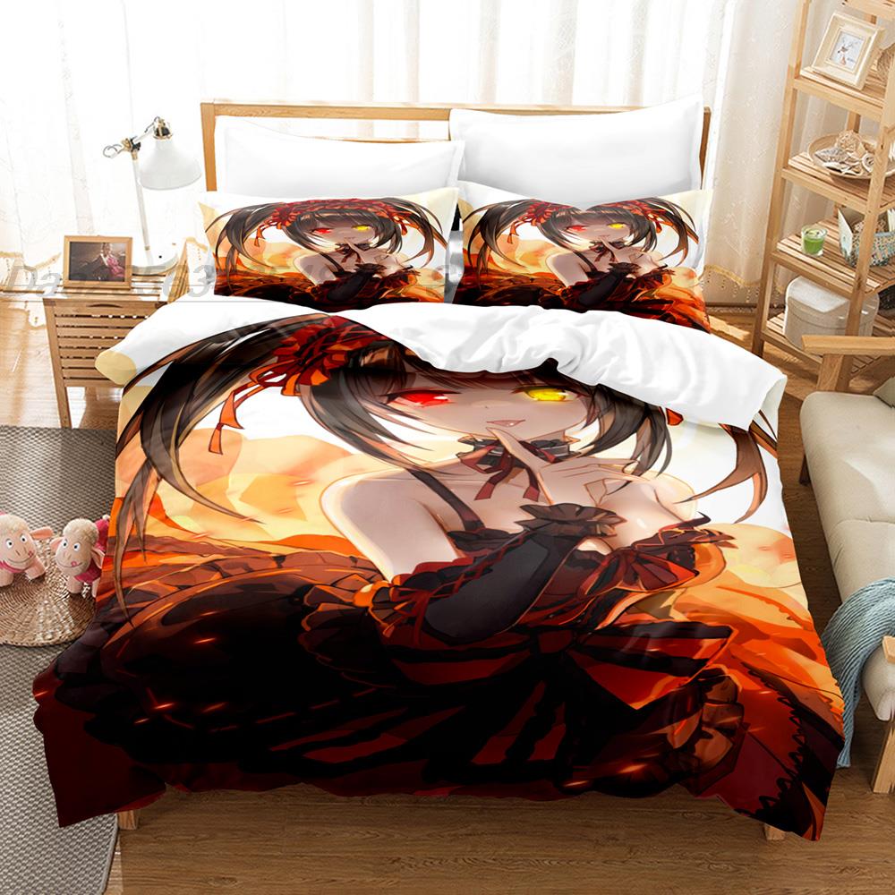 Comforter New Date A Live Tokisaki Kurumi Bedding Set Single Twin Full Queen King Size Bed Set Aldult Kid Bedroom Duvet Sets 3D