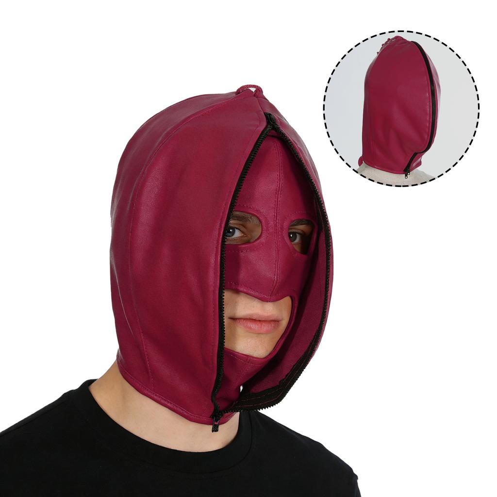 Máscara de Bondage de Cuero Ajustable para Hombres y Mujeres: Sudadera con Cremallera Completa y Capucha con Cierre de Cordones para Cosplay Gótico y Club