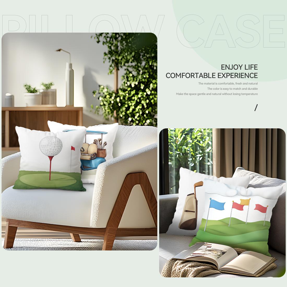 Jmg Clothing Unisex Golf Theme Cushion Pillowcase Printed Polyester 45X45cm Throw Pillowcover Decorative Sofa Cushion Pillowslip Home Decor