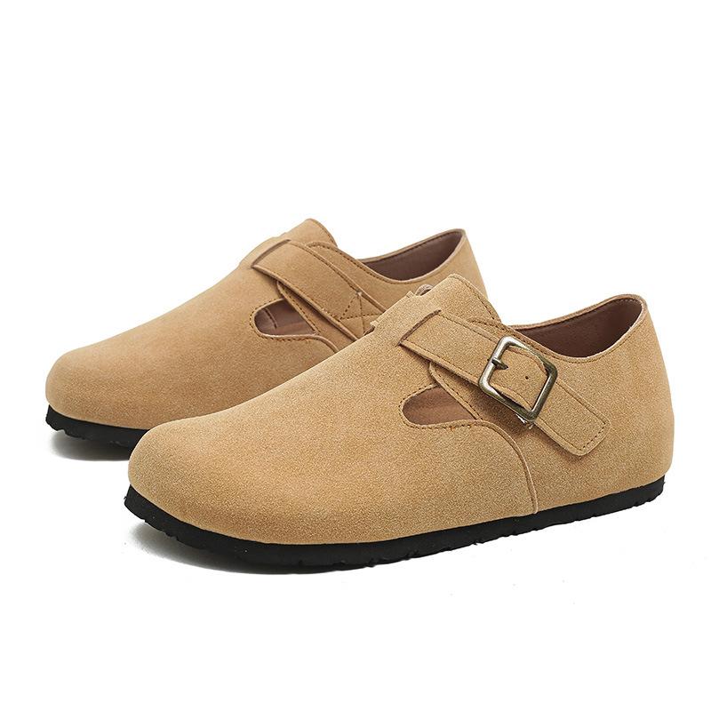 

[Women s Shoes Yuanlitong] One-pedal flat-soled Korean retro buckle with bag head Boken shoes women s half-drag sandals 35