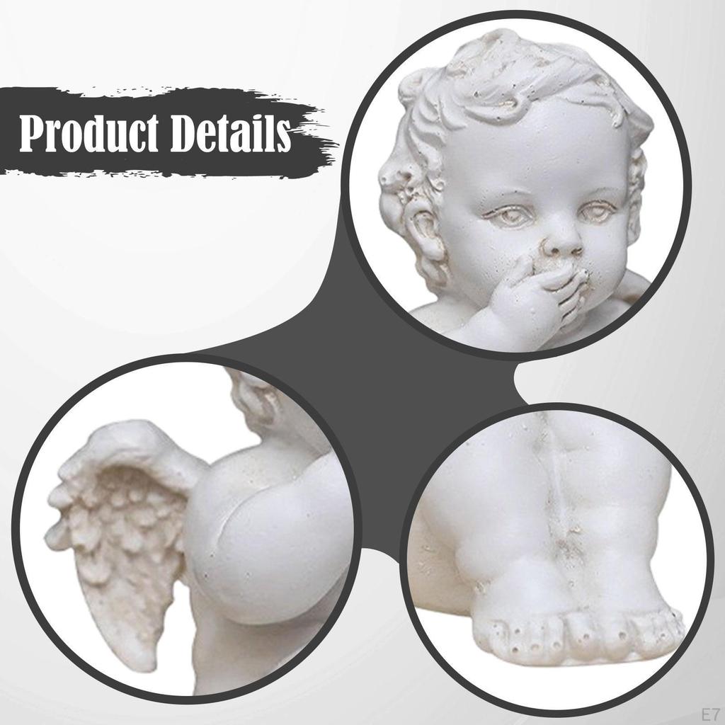 Angel Statue Resin Sculpture Decoration Retro Nordic Style Desktop Ornament for Living Room