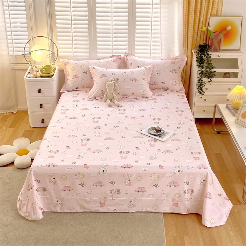 Floral Printed Bed Sheet Set Roses Design Bed Sheets Soft Breathable Fabric Flat Sheet with Pillowcases Queen Size Bedding Set