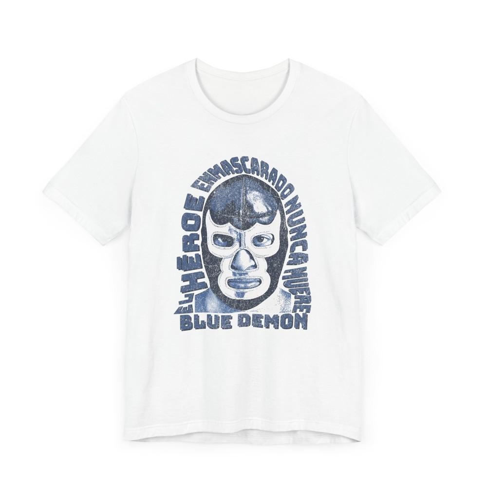 Retro Blue Demon Lucha Libre T-Shirt Unisex Tee for Wrestling Fans Vintage Unisex T-Shirt