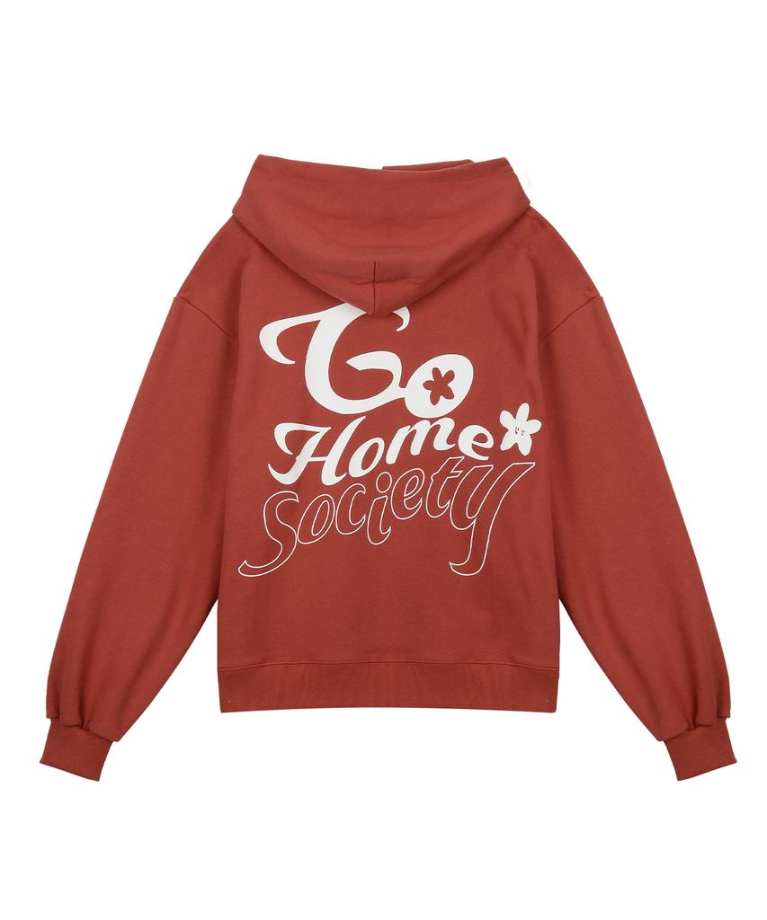 Itzavibe [Iba23Uhd17Rd] Go Home Society Zip-Up Hoodie - Red