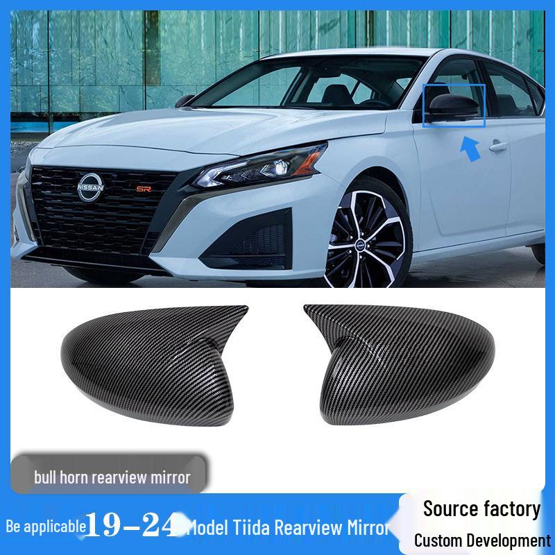 Модифицированный корпус зеркала заднего вида для Nissan Teana 19-24, Altima 20-24 и Sentra - Дизайн Бычий рог Glossy Black