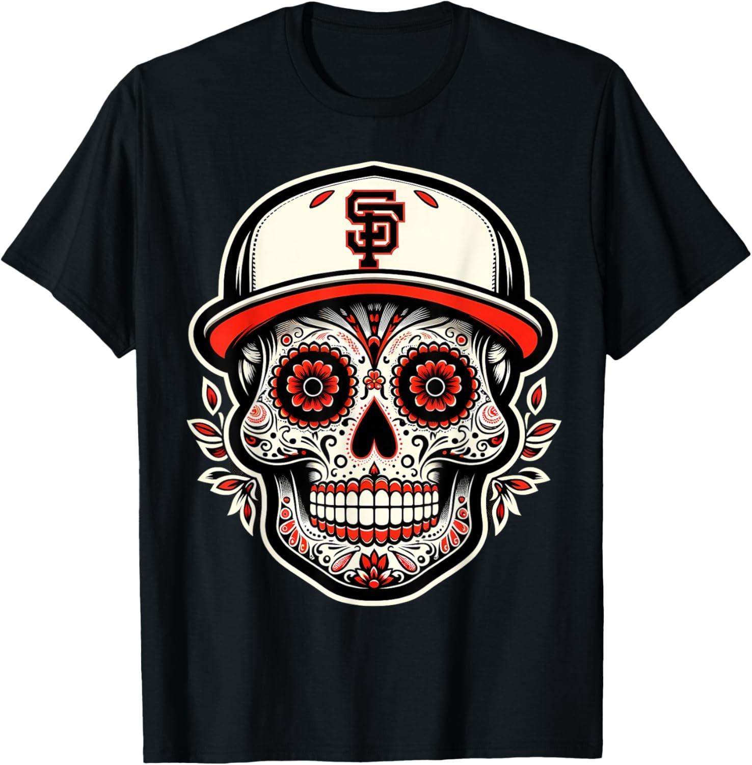 San Francisco sugar skull in the style Mexican Day T-Shirt S